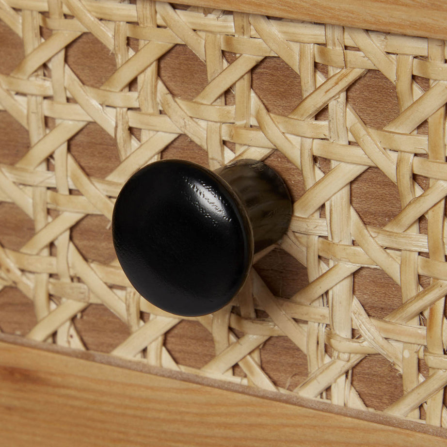 Leona Console Table 2 Drawer Matt Black Rattan Effect (H)790 (W)400 (D)800mm - Image 7