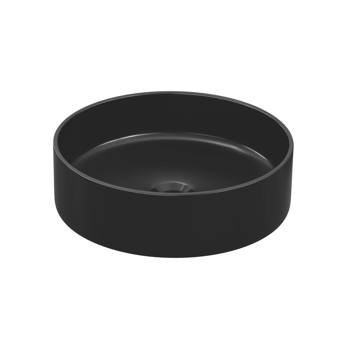 Bathroom Basin Counter Top Wash Sink Matt Black Round Ceramic Cloakroom Modern - Image 1