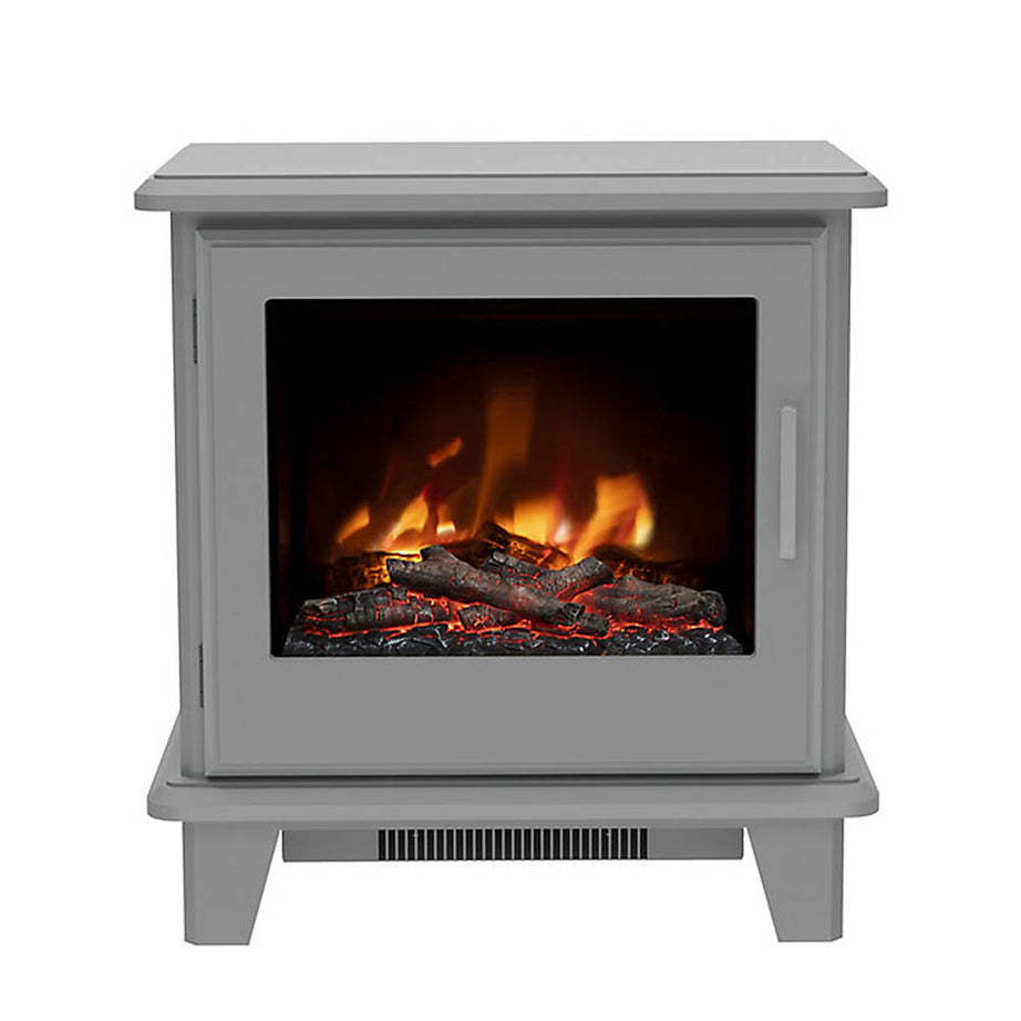 Electric Stove Fireplace Heater Grey Flame Effect With Remote Control Modern 2kW - Image 1