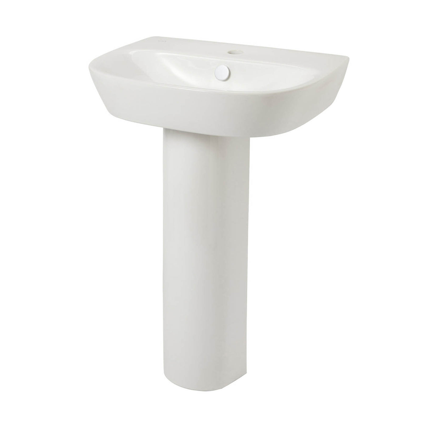GoodHome Malo Full Pedestal Basin 54.5cm Oval Gloss White 1 Tap Hole - Image 1