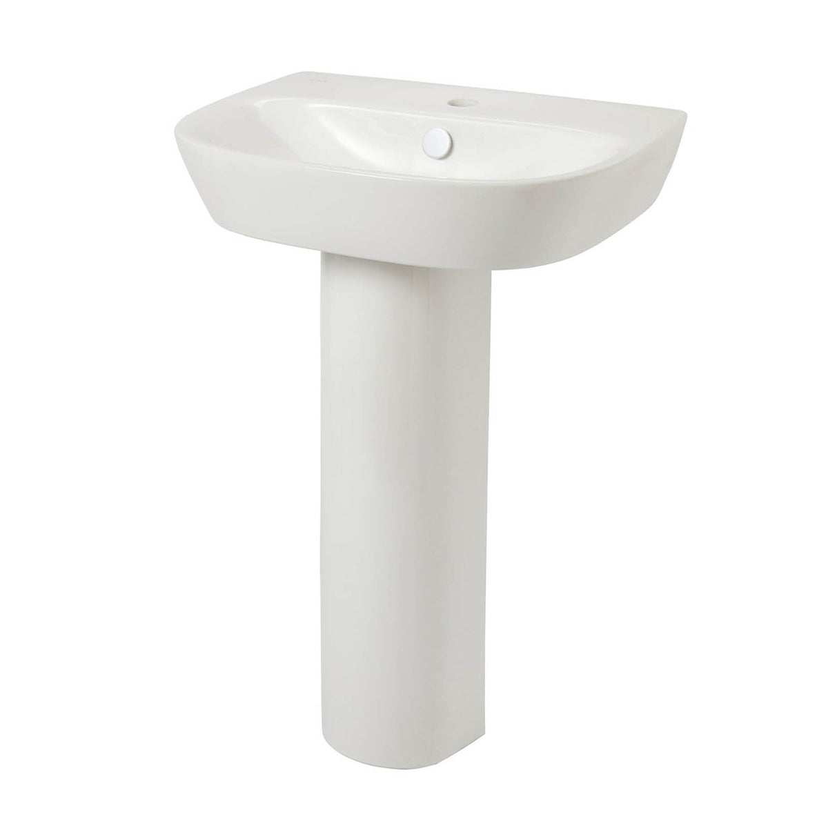 GoodHome Malo Full Pedestal Basin 54.5cm Oval Gloss White 1 Tap Hole - Image 1