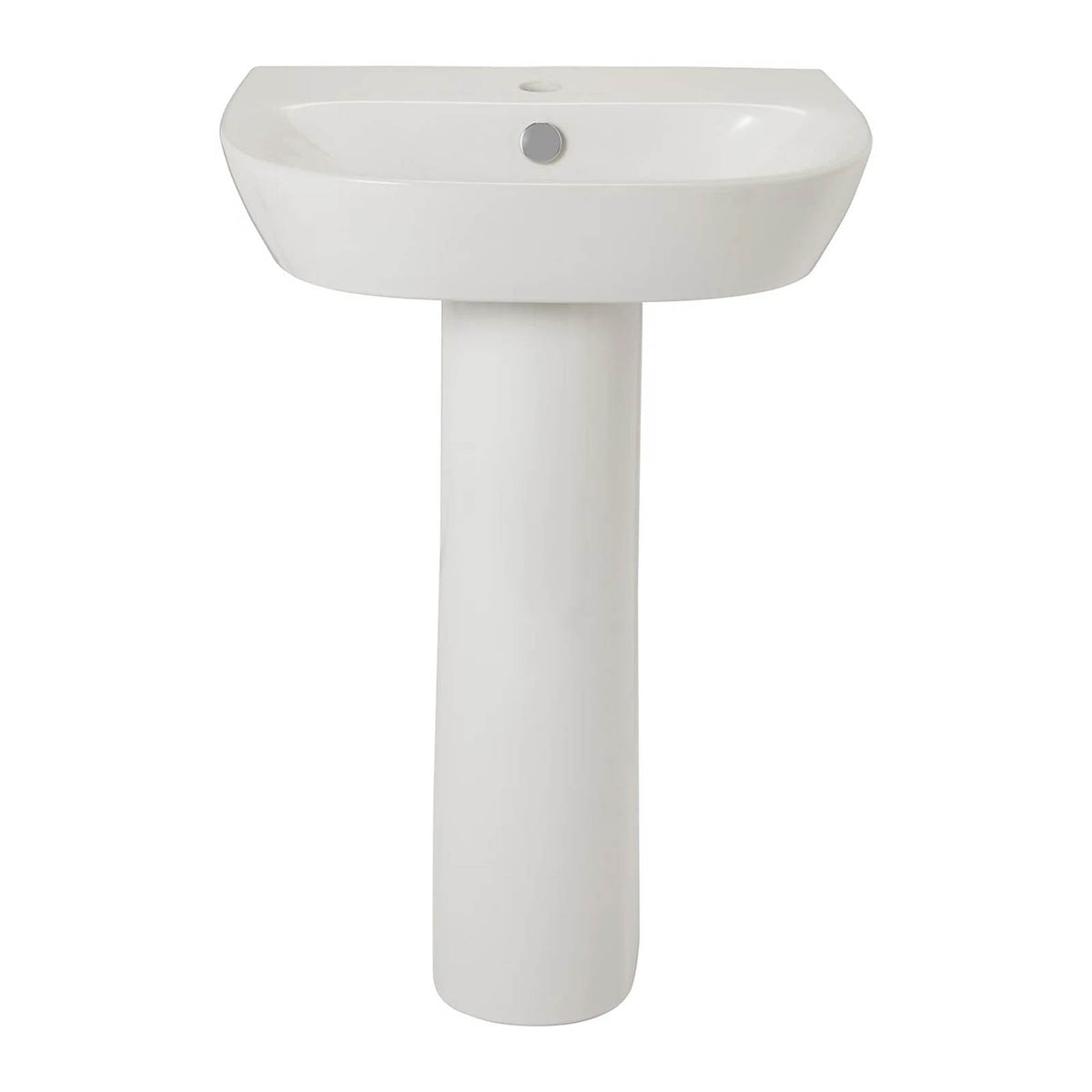 GoodHome Malo Full Pedestal Basin 54.5cm Oval Gloss White 1 Tap Hole - Image 2