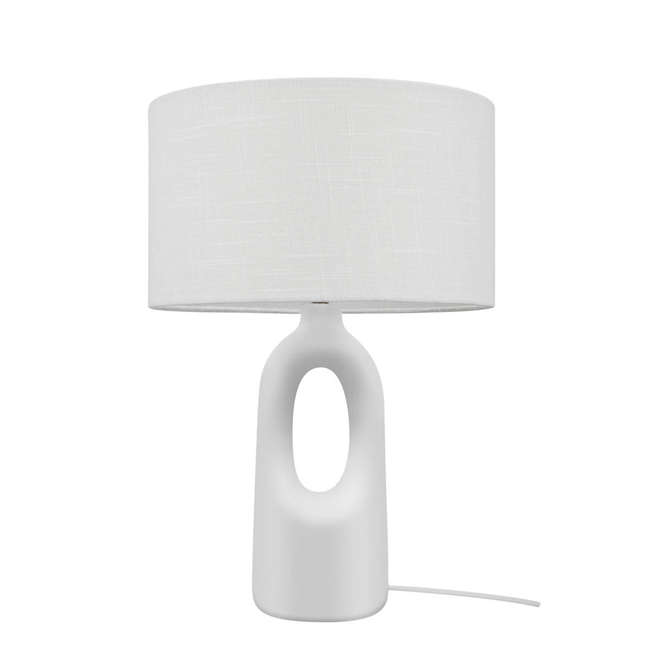Table Lamp Straight Cream Ceramic White Fabric Lining Room Bedside Contemporary - Image 2