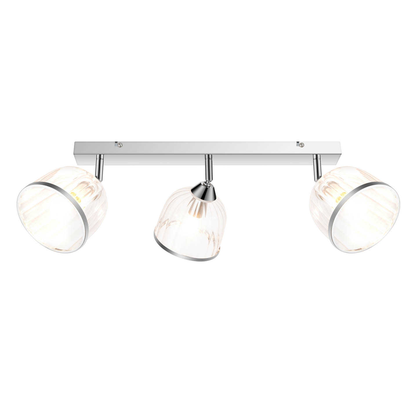 LED Ceiling Spot Light Bar 3 Wat Multi Arm Chrome Adjustable Heads Glass Shades - Image 3