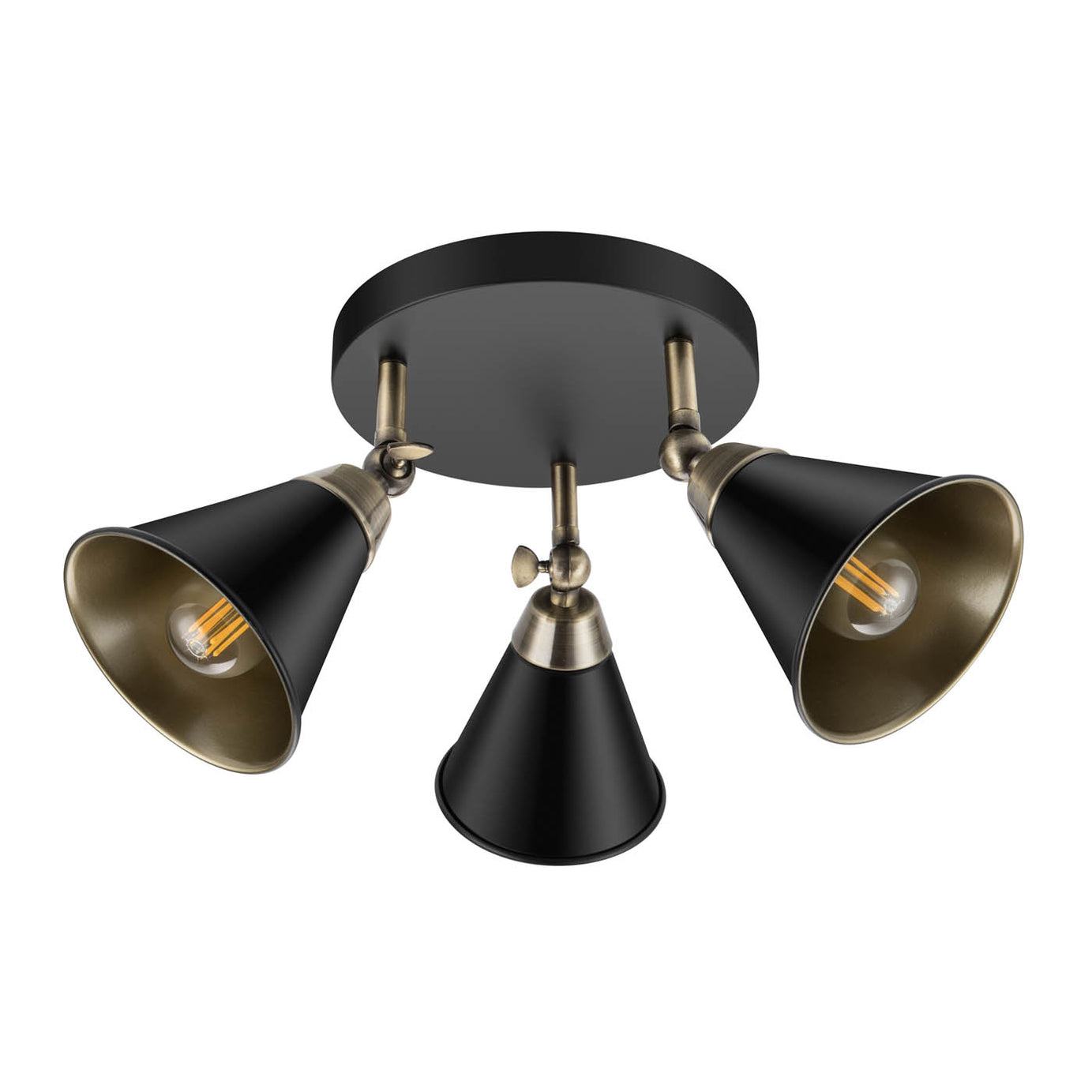 LED Ceiling Spotlight 3 Way Multi Arm Matt Antique Brass Effect Modern Kitchen - Image 1