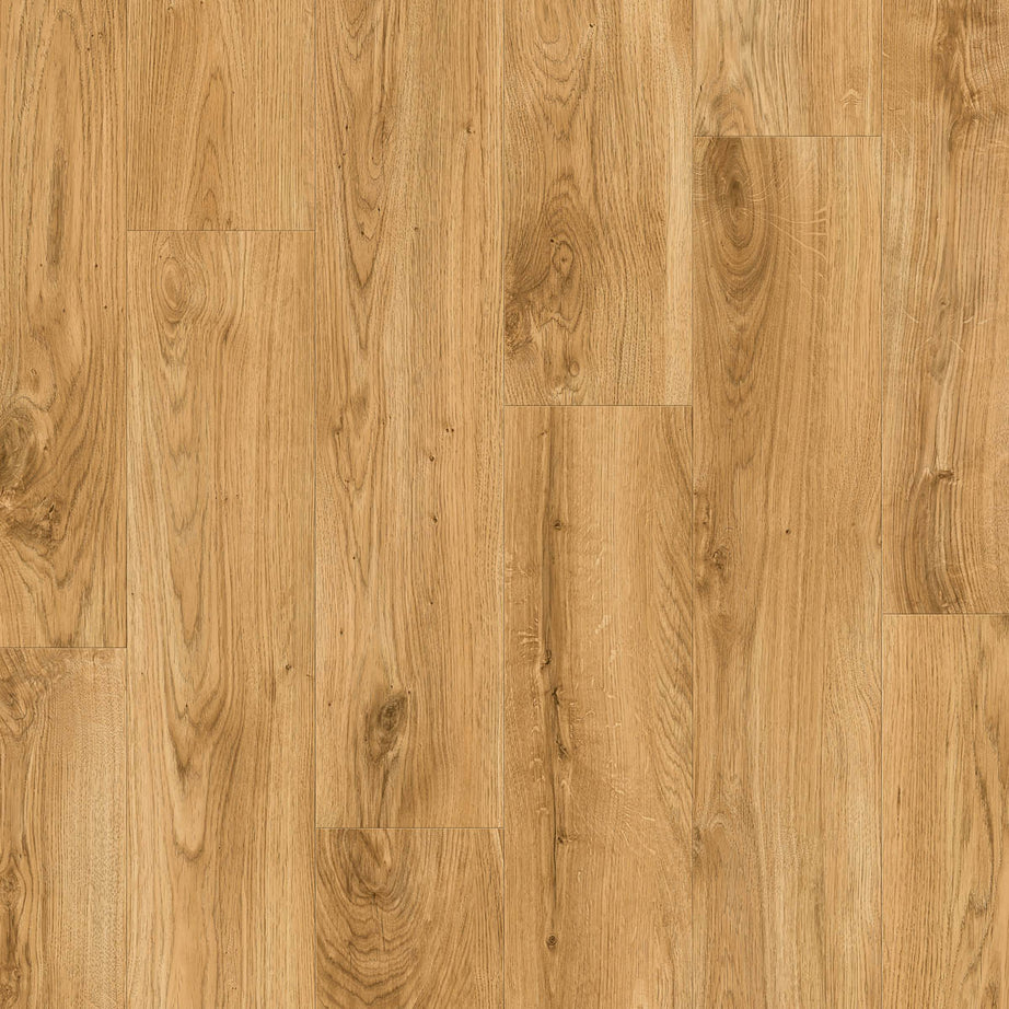 Vinyl Click Flooring Warm Oak Plain Wood Effect Embossed Luxury PVC Matt 9 Pack - Image 1