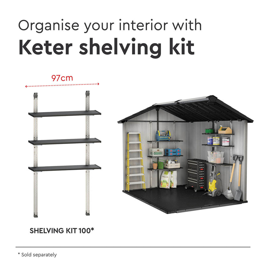 Keter Shelving Unit 3 Shelf Steel Storage Adjustable Garage Shed Organizer - Image 8
