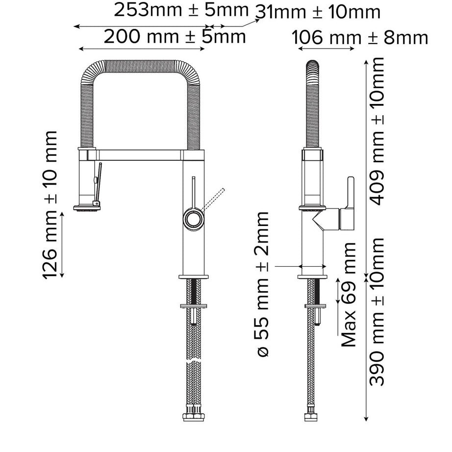 Kitchen Tap Mixer Graphite Single Lever Spring Neck Swivel Spout Modern Faucet - Image 6
