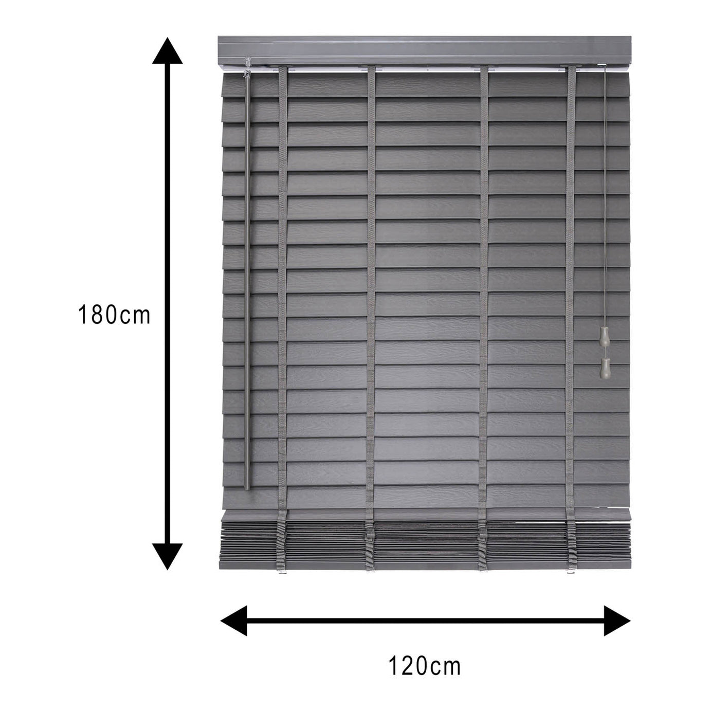Venetian Blind Lone Grey Corded Woodgrain Effect PVC (W)120cm (L)180cm - Image 3