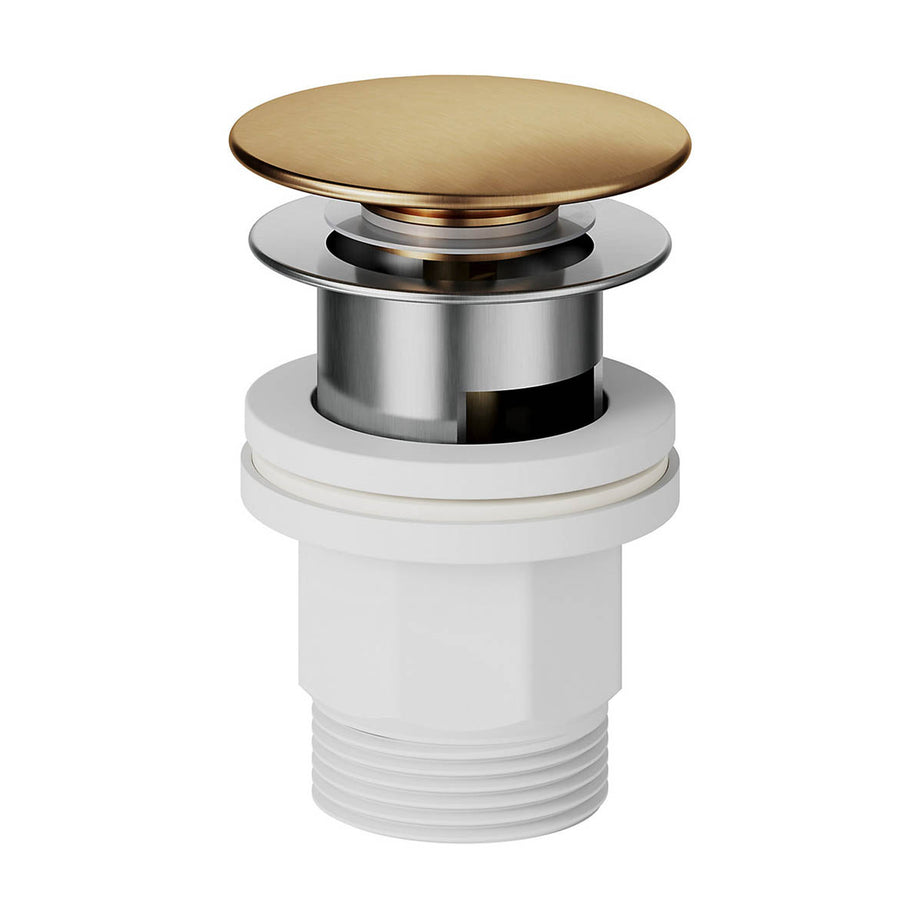 Basin Tap Mono Mixer Double Lever Gold Plated Round Wall Mounted Waste Modern - Image 3