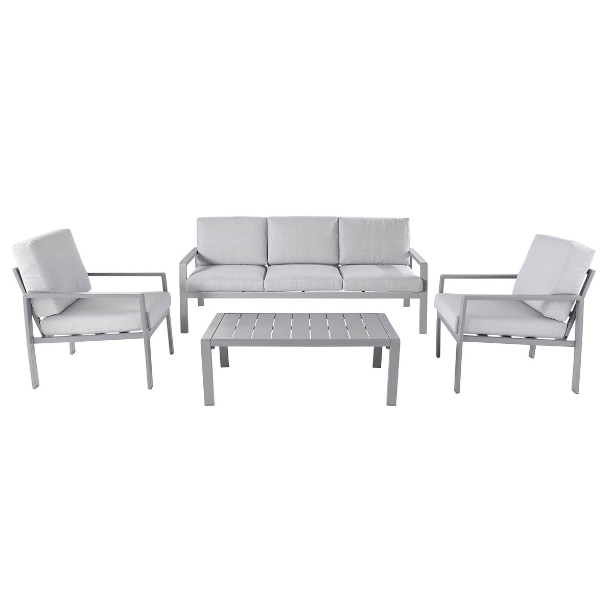 Outdoor Coffee Set 5 Seater Sofa Chair Table Steel Grey Garden Furniture - Image 2