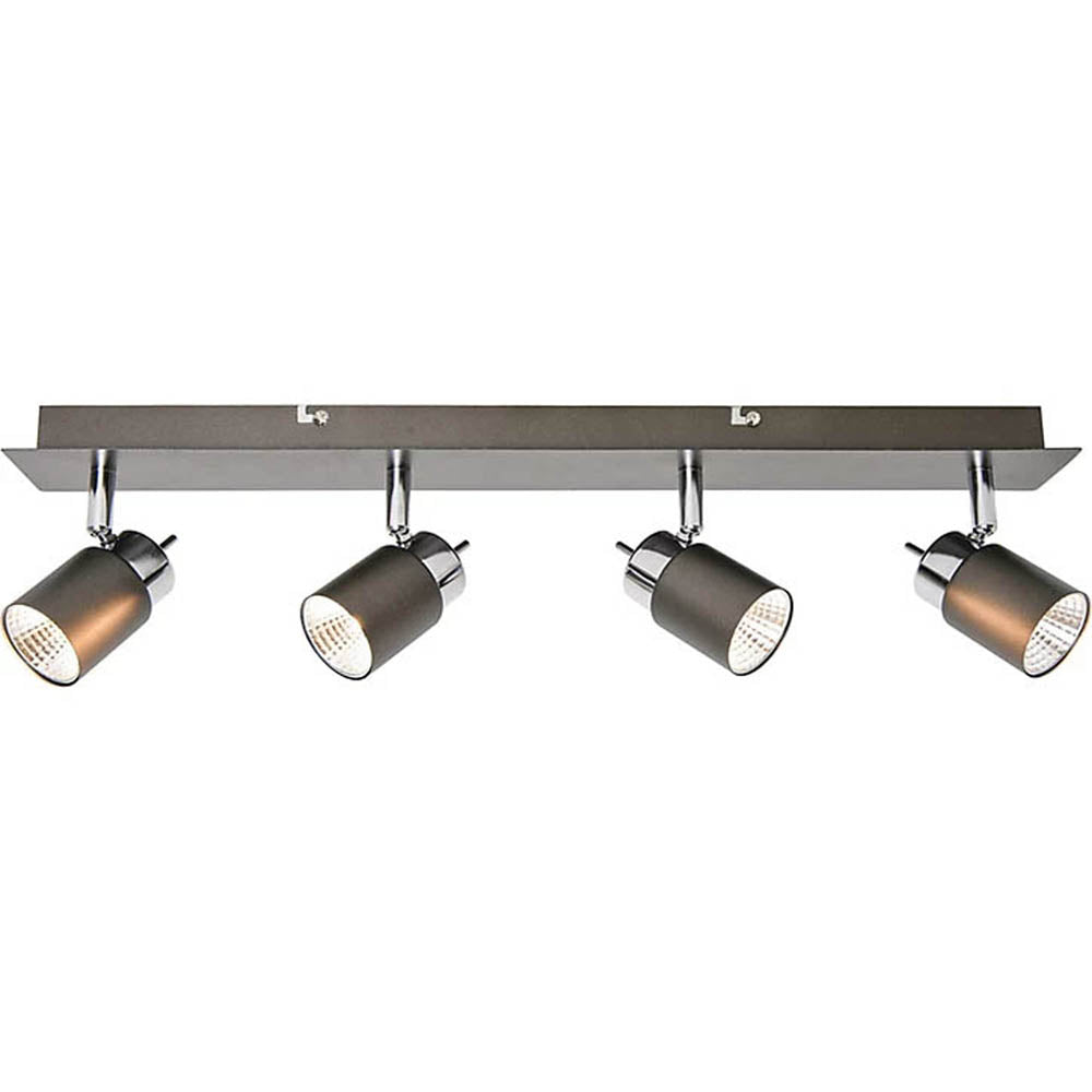 LED Ceiling Spotlight Bar Kitchen 4 Way Adjustable Satin Grey Chrome Warm White - Image 1
