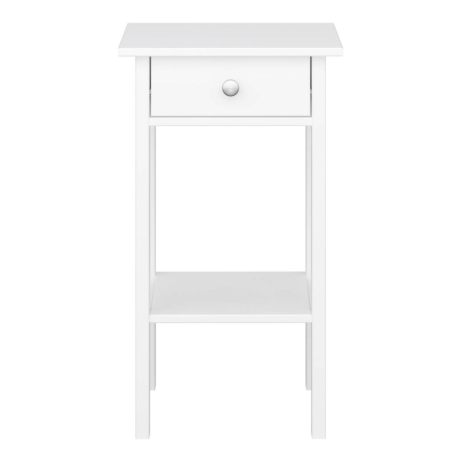 Bedside Table 1 Drawer Nightstand Cabinet Satin White Classic (H)700mm (W)400mm - Image 2