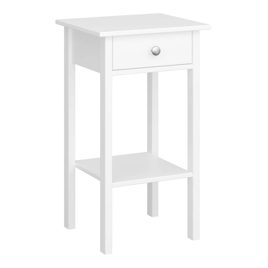Bedside Table Cabinet 1 Drawer Satin White Scandinavian (H)700mm (W)400mm - Image 3