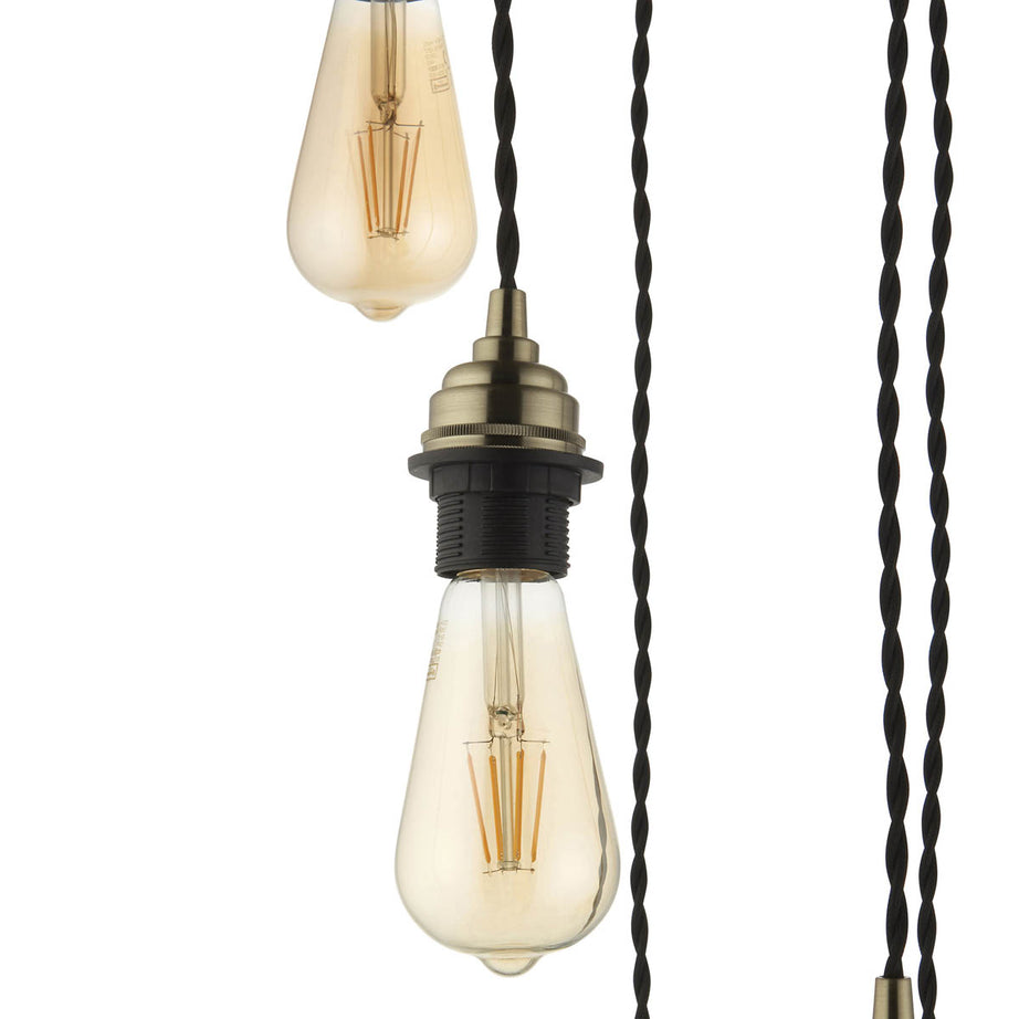 Ceiling Light 5 Lamps Antique Brass Effect Adjustable Drop Dimmable (L)1500mm - Image 6