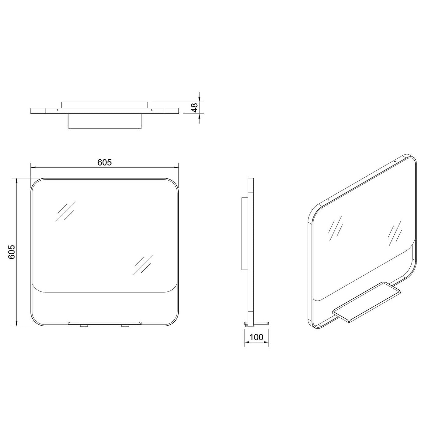 GoodHome Maza Matt Black Square Wall-mounted Bathroom Mirror (H)60.5cm (W)60.5cm - Image 2