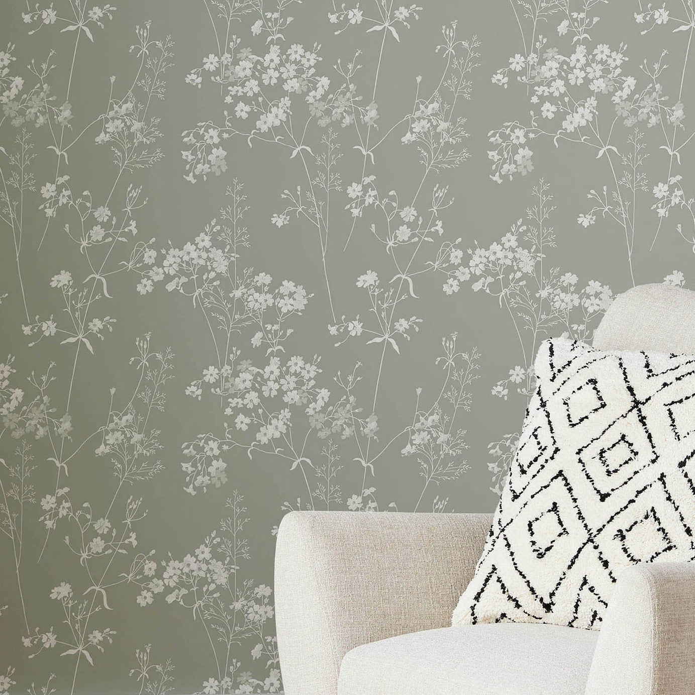 Next Wallpaper Sage Green Leaf Design 5.2m² Coverage Matt Smooth Patterned - Image 4