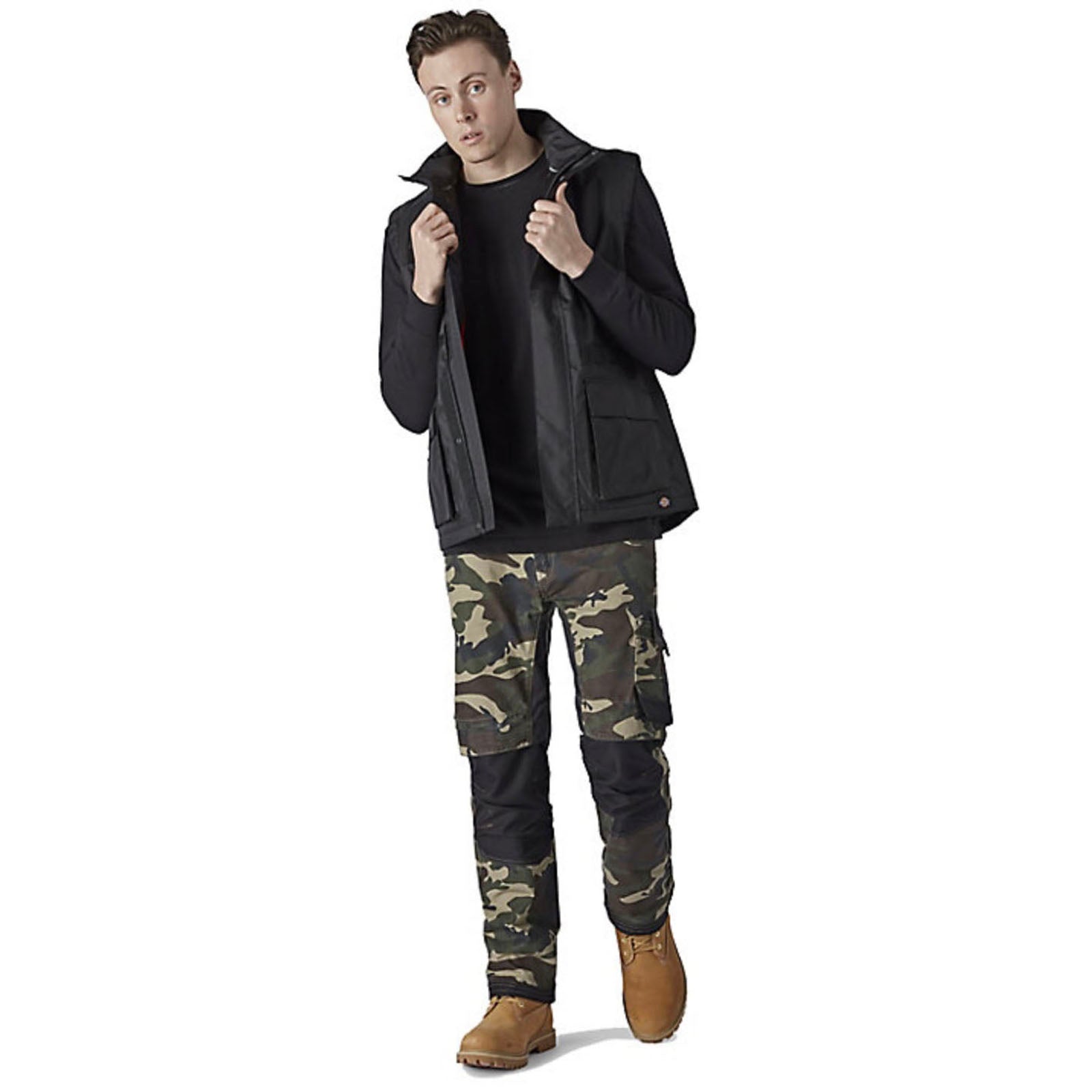 Dickies Mens Gilet Body Warmer Black Sleeveless Zipped Water Resistant Size L - Image 3