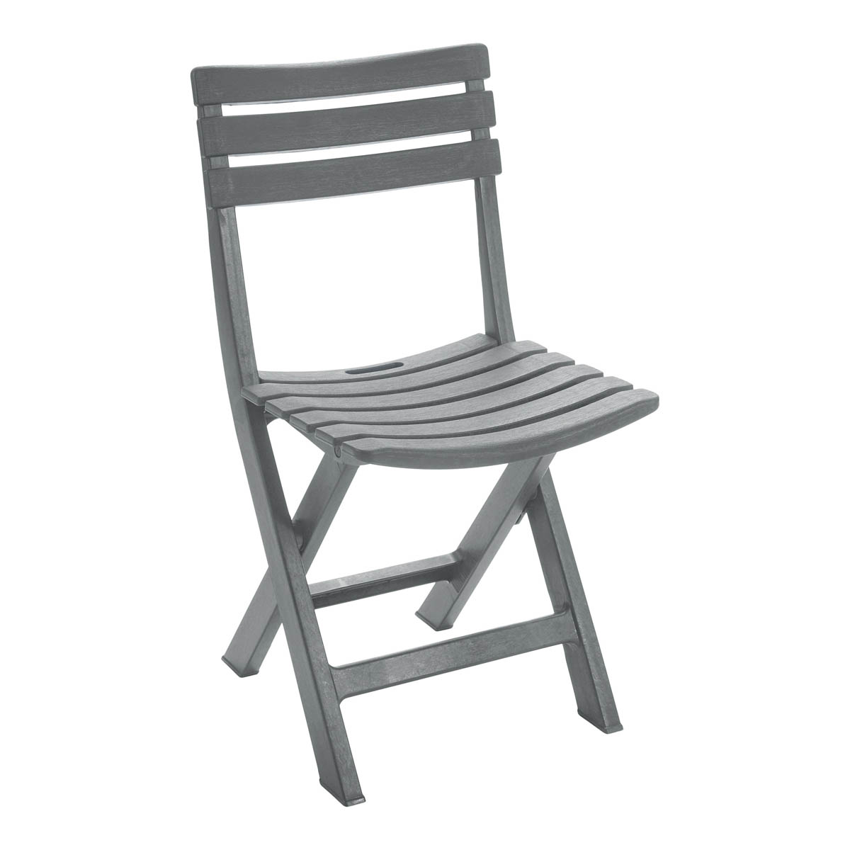 Garden Dining Bistro Set Foldable Table 2 Chairs Grey Plastic Compact Balcony - Image 2