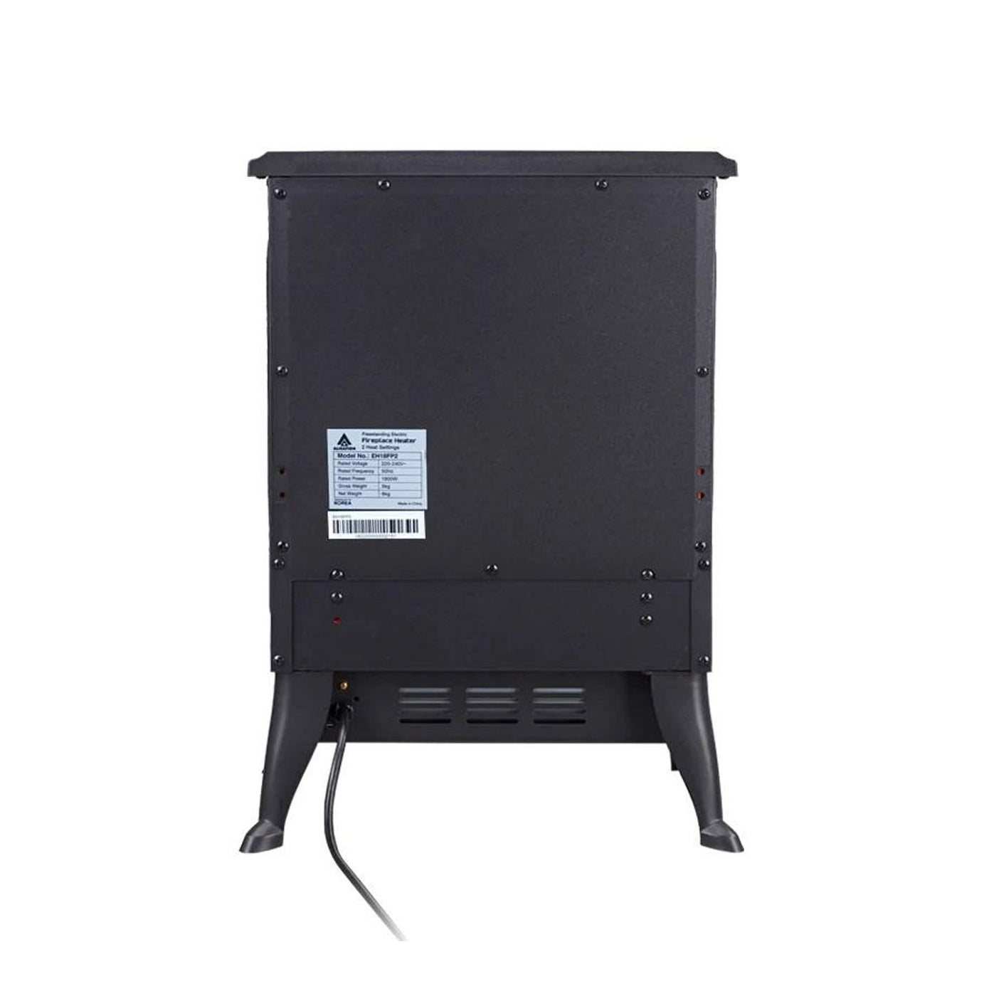 Electric Stove Heater Fireplace Freestanding Black Log Flame Effect 1800W - Image 4