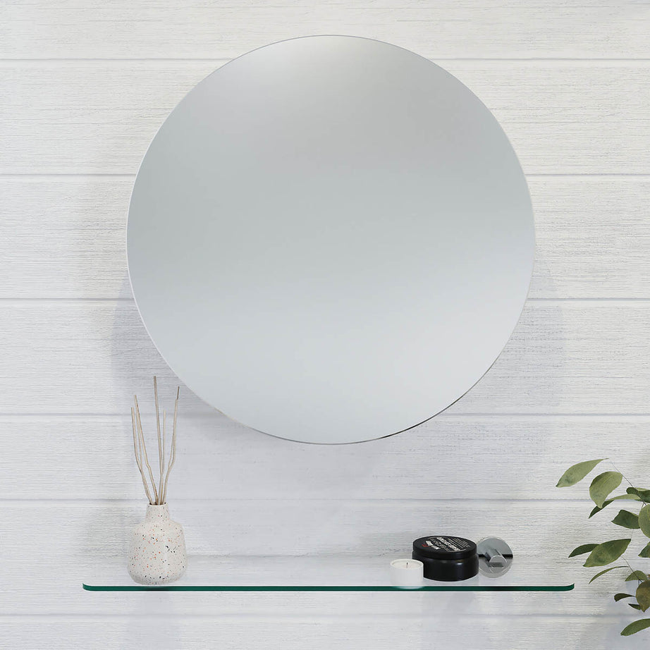 Croydex Bathroom Cabinet Mirrored Wall Mounted Single Door 2 Shelves 50x50x11cm - Image 2