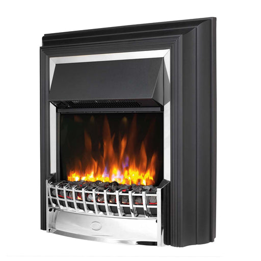 Electric Fireplace Freestanding Black Chrome LED Flame Effect Remote Control 2kW - Image 1