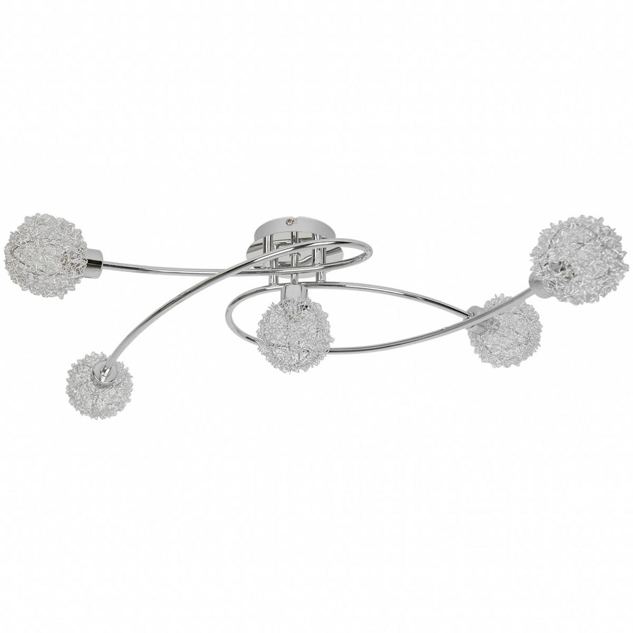 Ceiling Light 5 Lamp LED Chrome Twisted Crystal Decoration Glass Metal Modern - Image 2