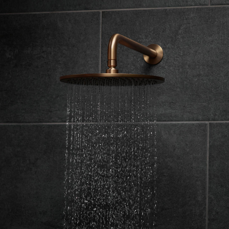 Aquadry Shower Head Round Brass Bronze Effect Single Spray Pattern 250mm - Image 1