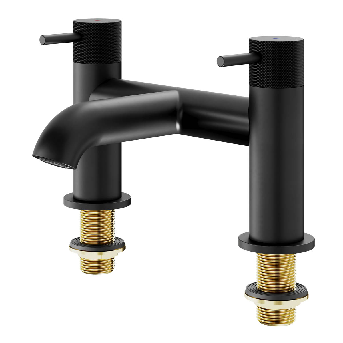 Bath Filler Tap Mixer Matt Black Double Lever Bathroom Modern Deck Faucet - Image 1