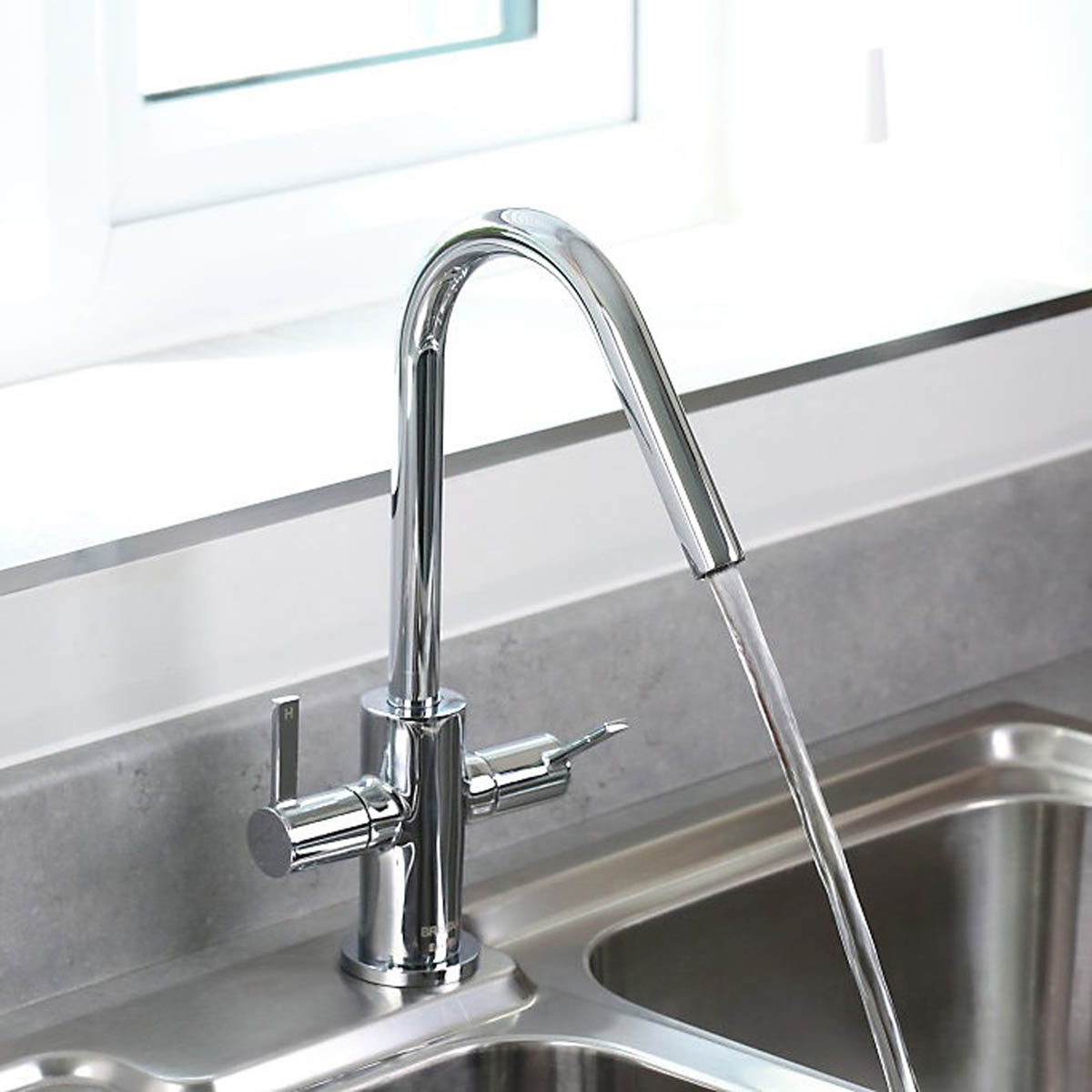 Bristan Kitchen Mixer Tap Swivel Spout Brass Chrome Effect Contemporary - Image 2