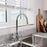 Kitchen Sink Mixer Tap Chrome Swivel Spout Brass Two Handles Contemporary - Image 3