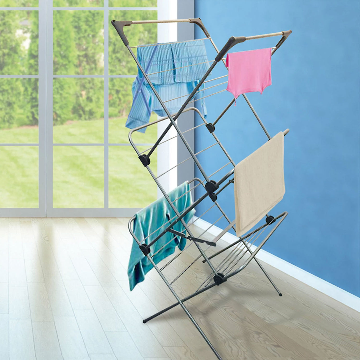 Vileda Sprint 3 Tier Foldable Laundry Airer 15m Indoor Clothes Drying Rack - Image 3