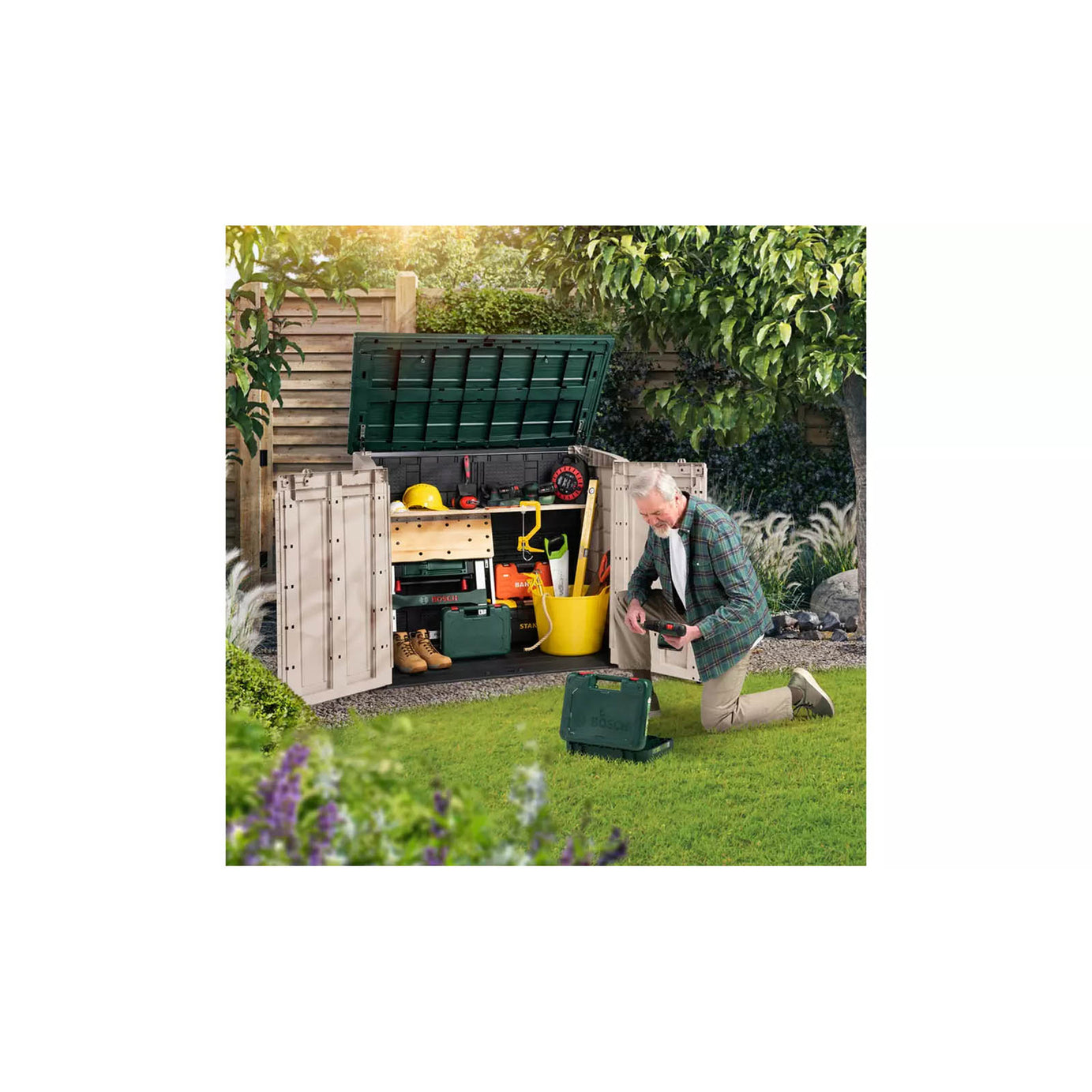 Keter Garden Storage Box 1200L Beige Brown Bin Store Weatherproof Outdoor - Image 3
