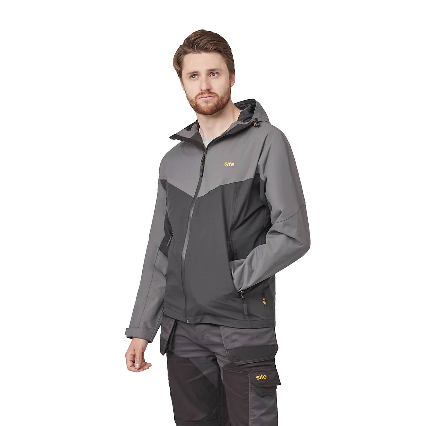 Site Work Jacket Black Grey Medium Hooded Heavy Duty Workwear Messner - Image 6