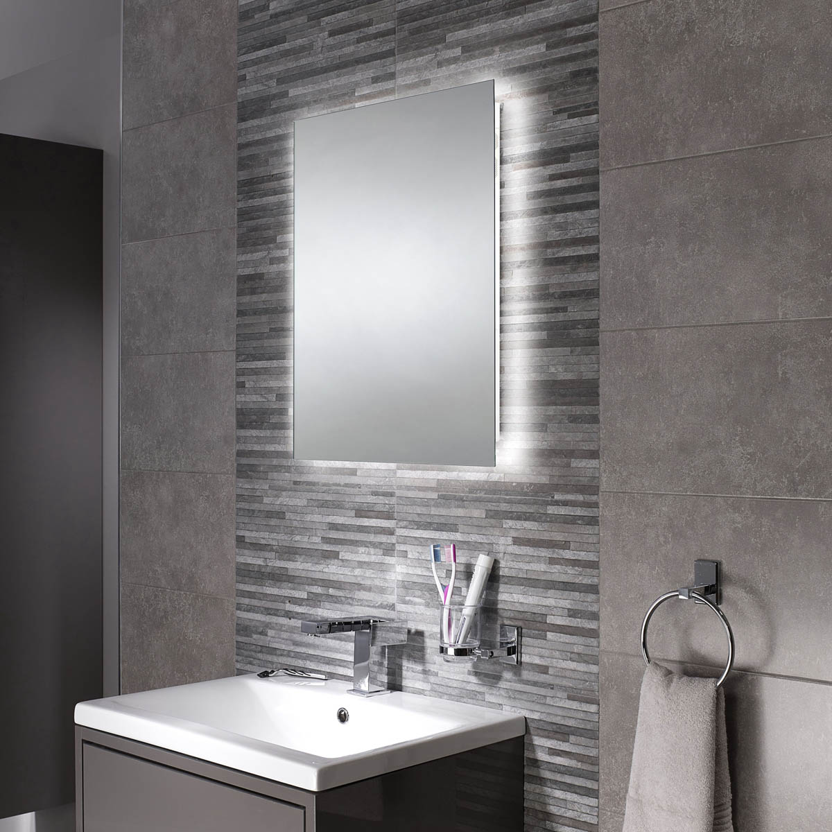 Sensio Bathroom LED Mirror Rectangle Wall Illuminated Bluetooth (H)70(W)50cm - Image 5