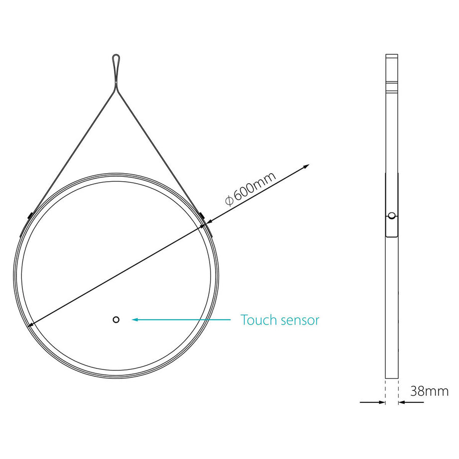 Illuminated Bathroom Mirror Matt Black Round Dimmable LED Lights (H)60x(W)60cm - Image 2