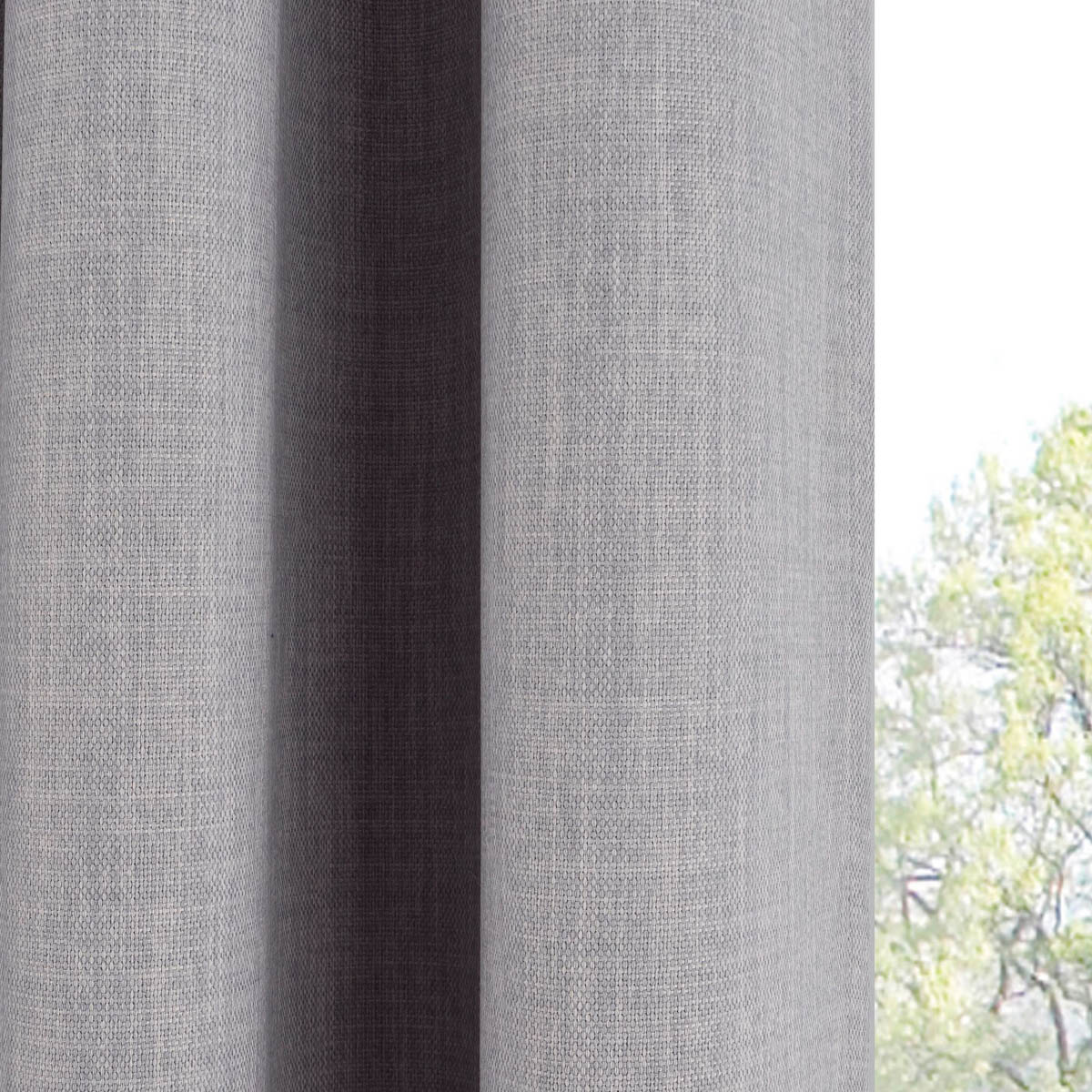 Eyelet Curtains Light Grey Plain Blackout Ready Made Ring Top Pair W228xL228cm - Image 4