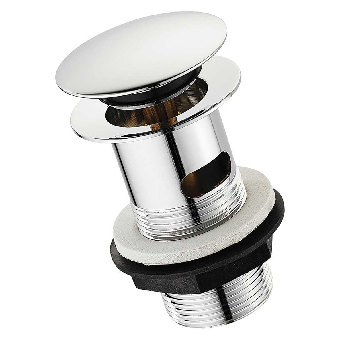 Basin Sink Waste Click Clack Slotted Chrome Plated Metal Plastic (Dia)32.75mm - Image 1