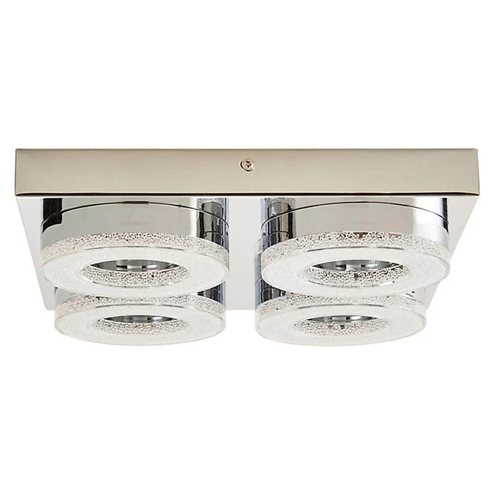 Ceiling Light  4 LED Lamp Brushed Chrome Effect Crystal Warm White Modern - Image 3