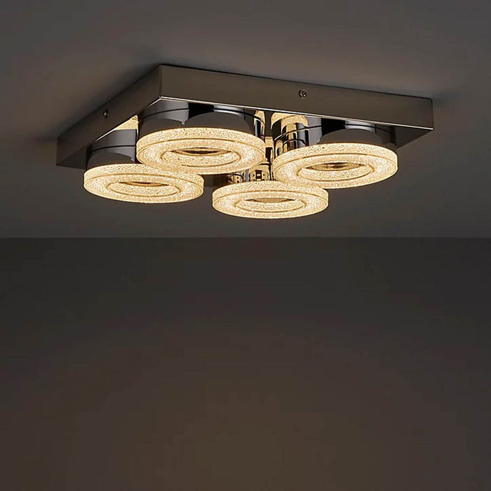 Ceiling Light  4 LED Lamp Brushed Chrome Effect Crystal Warm White Modern - Image 4