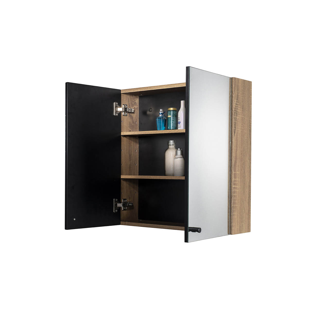 Croydex Bathroom Cabinets Wall Mounted Mirrored Double Door Matt Brown 60x60x18 - Image 7