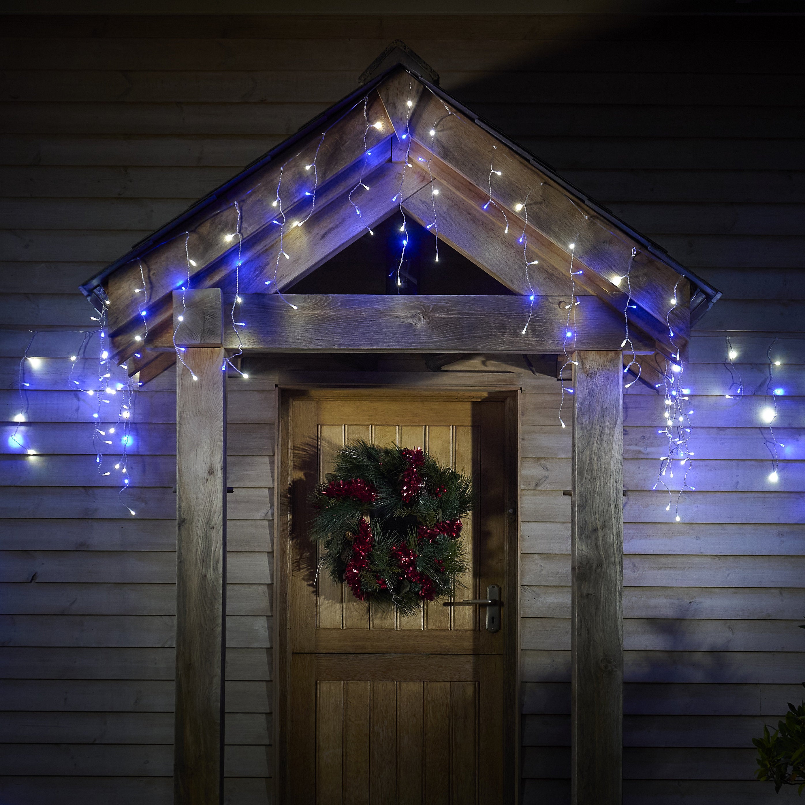 Christmas LED String Lights Cold White Blue Icicle Outdoor 8 Functions 29.8m - Image 1
