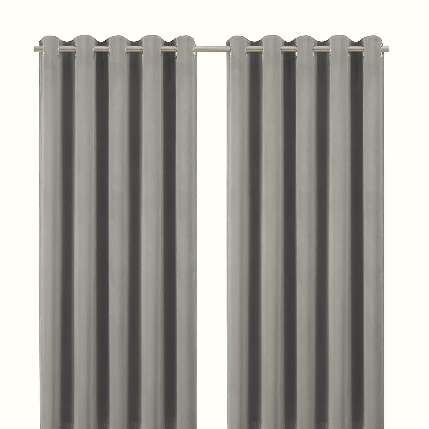 Valgreta Grey Velvet Lined Eyelet Curtain (W)167cm (L)183cm, Pair - Image 3