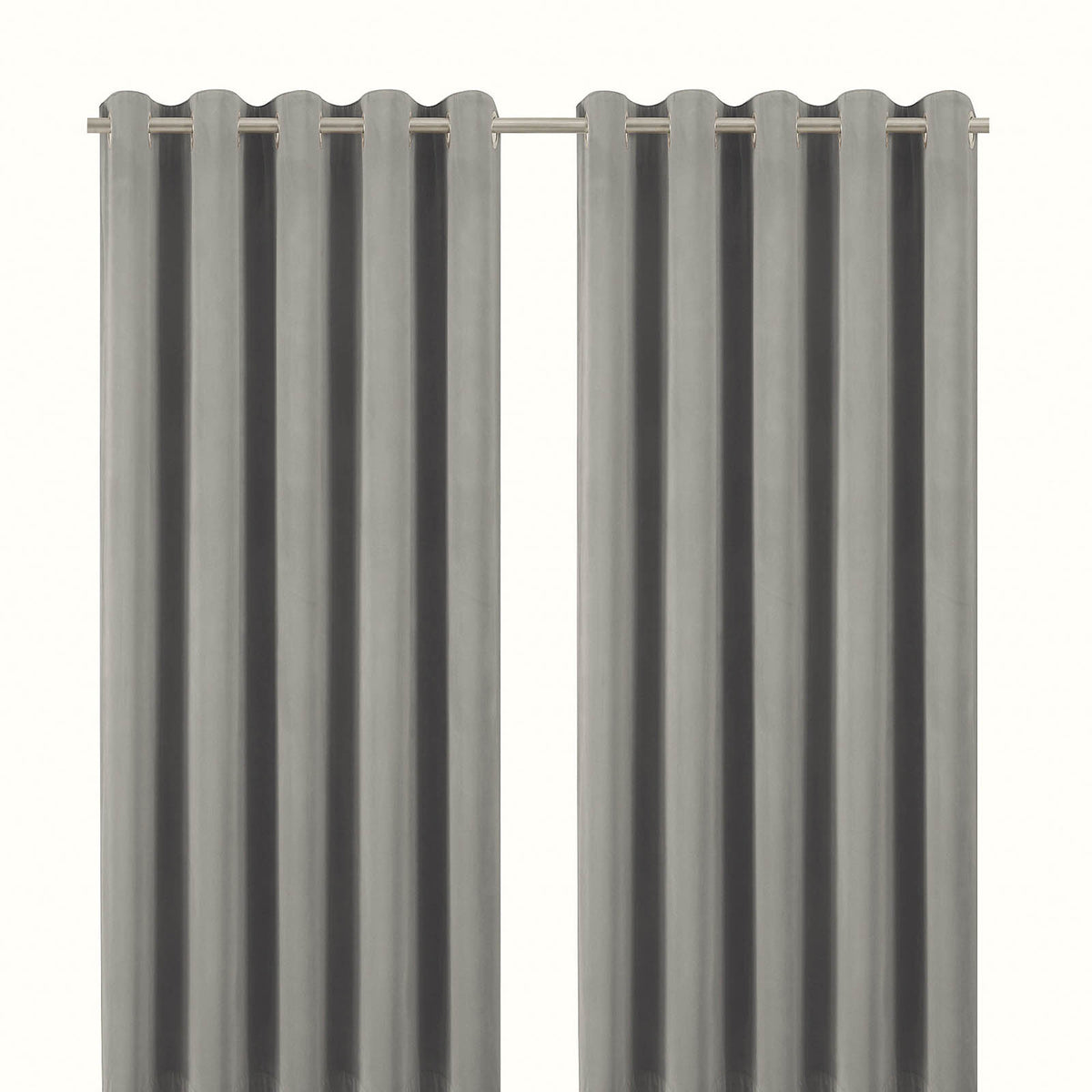 Valgreta Grey Velvet Lined Eyelet Curtain (W)167cm (L)183cm, Pair - Image 3