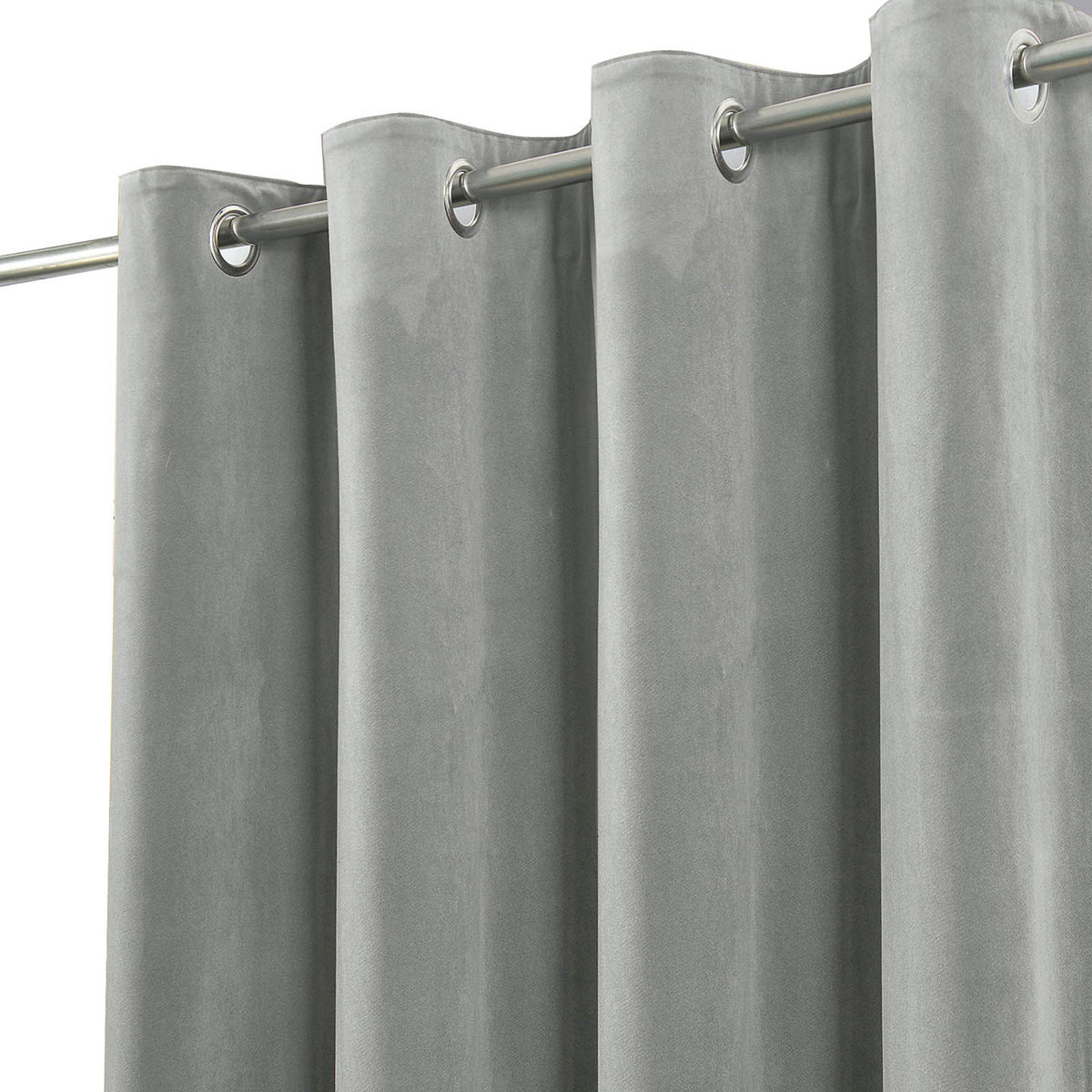 Valgreta Grey Velvet Lined Eyelet Curtain (W)167cm (L)183cm, Pair - Image 5