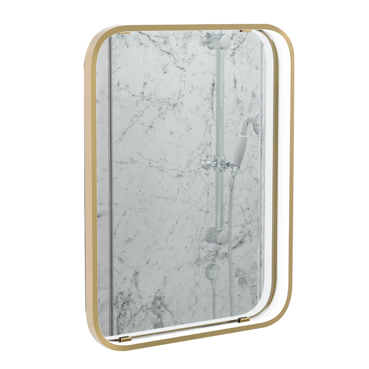 Sensio Illuminated Bathroom Mirror LED Rectangular Brass Effect (H)50x(W)39cm - Image 3