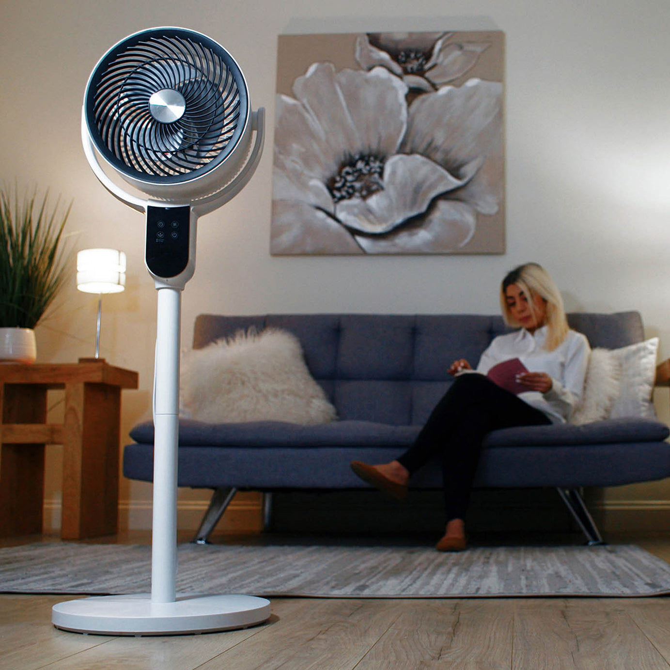 Pedestal Fan 13" White VS001-CF Oscillating 3 Speed Cooling Portable Compact - Image 2
