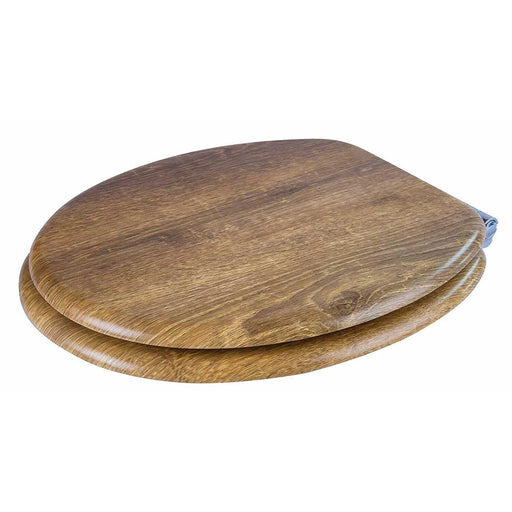 Toilet Seat Flexi-Fix Anti Bacterial Soft Close Quick Release Moulded Wood Rust - Image 1