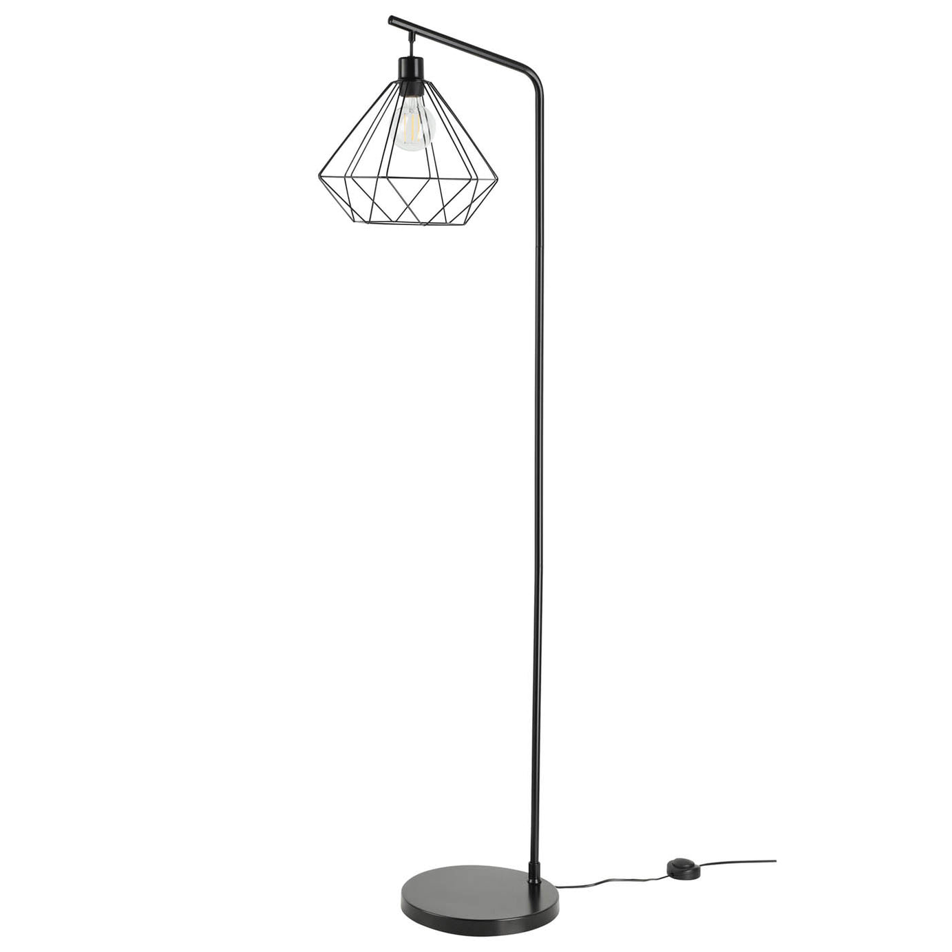 Floor Lamp Matt Black Metal Standing E27 Geometric Shade Modern 40W (H)1.6m - Image 1