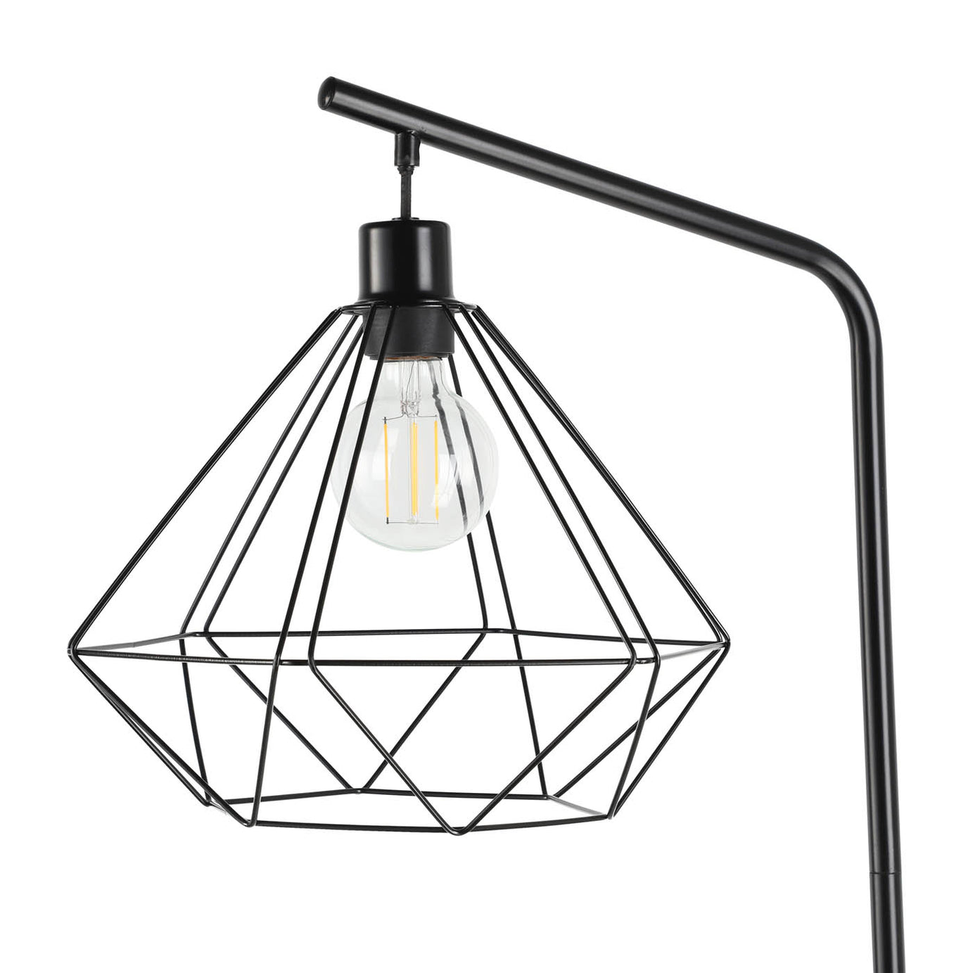 Floor Lamp Matt Black Metal Standing E27 Geometric Shade Modern 40W (H)1.6m - Image 4
